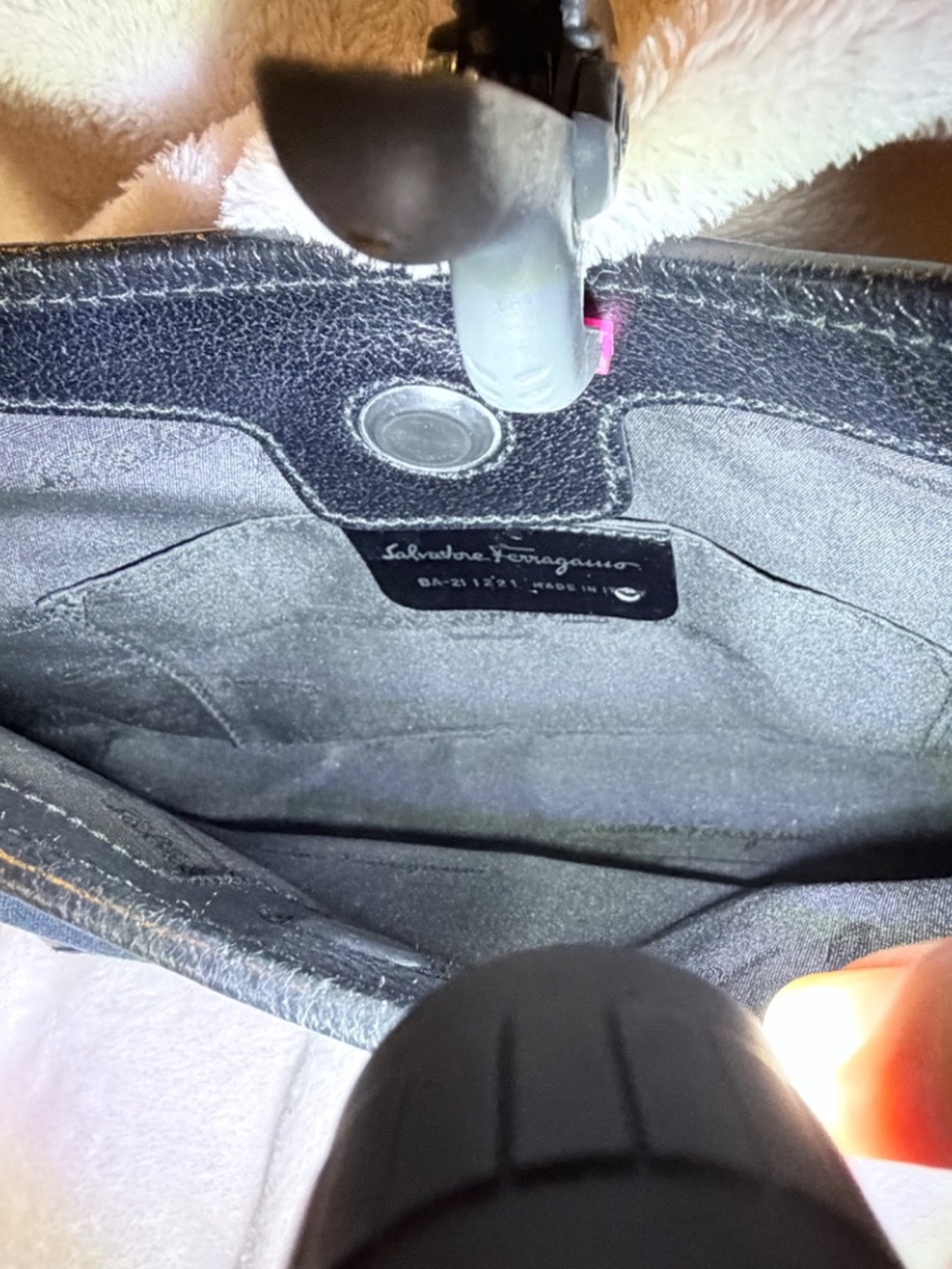Vintage Salvatore Ferragamo Nylon & Leather Hobo Shoulder Bag - Picture 9 of 13